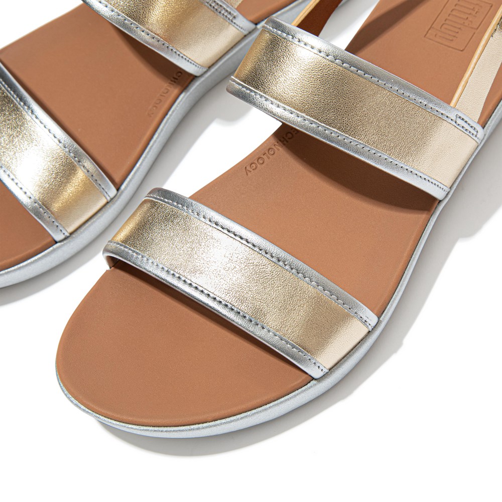 Fitflop Womens Sandals Gold - Barra Metallic Back-strap - 82YTLAXHU